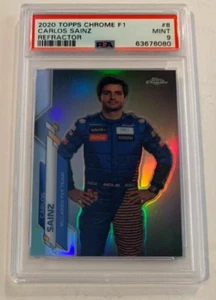 PSA 9 Como Nuevo Carlos Sainz 2020 Topps Cromo F1 Plata Retrato Refractor #8 WOW - Imagen 1 de 3
