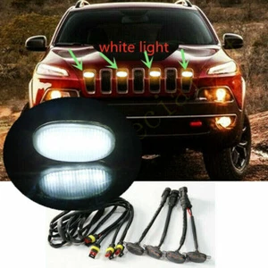 For Jeep Cherokee 2014-18 Smoke Front Grille White LED Light Raptor DRL Cover 4X - Imagen 1 de 2
