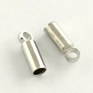 LOT de 40 EMBOUTS TUBE à COLLER écraser 9 x 3mm pour CORDON 2mm ARGENTE perles - Imagen 1 de 1