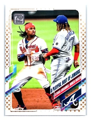 A Playful Bout of Juniors 2021 Topps Gold Star #61 Ronald Acuna Vladimir - Image 1 of 2