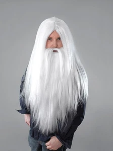 Parrucca mago e lunga barba bianca set costume magico per Merlino Gandalf Halloween - Foto 1 di 1