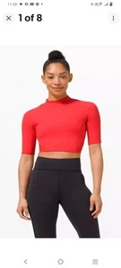 Lululemon Everlux and Mesh Cropped Top Size 4 SS Short Sleeve Pink Punch PPNC - Picture 1 of 1