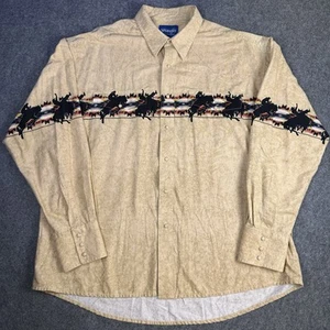Camisa a Presión De Colección Años 90 Wrangler Western Rodeo Vaquero Bucking Caballo Perla Para Hombre L - Imagen 1 de 21