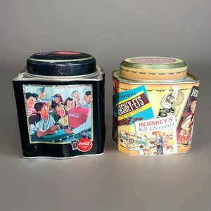 Vintage Tins Lot Of 2 Coca-Cola1988  & Hersey’s Milk Chocolate 1995 - Picture 1 of 7