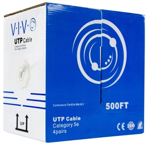 500ft Bulk Cat5e Wire, CCA Ethernet Cable, 24 AWG, UTP Pull Box, LAN Network,... - Picture 1 of 9