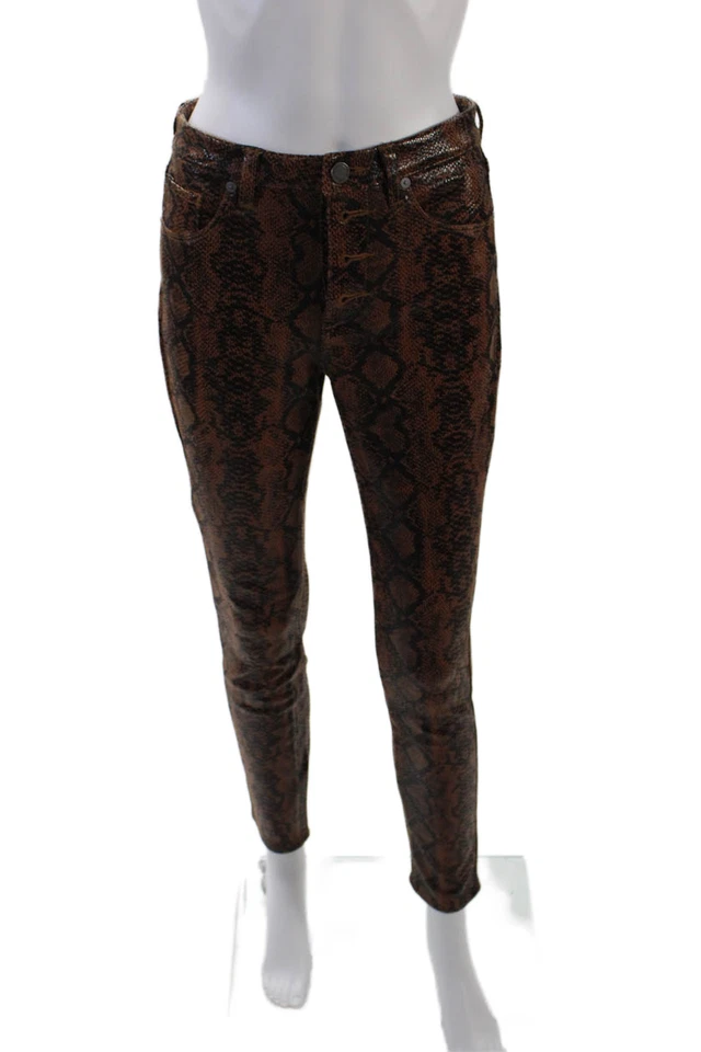 Blank NYC Womens Animal Print Five Pocket Mid-Rise Pants Brown Size 27 - Image 1 of 3