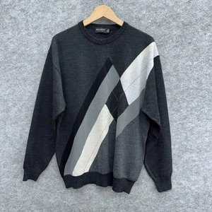 Riscatto Herren Pullover Preppy Sweater Wollmischung Made in Italy Schwarz Grau, XL - Bild 1 von 11