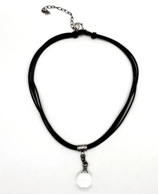 COLLAR SILPADA PLATA ESTERLINA 925 Y CRISTAL DE CUARZO LÁGRIMA CUERO CORDÓN Foto 1 de 4