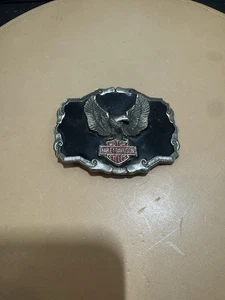 Hebilla de cinturón Harley Davidson 2003 esmalte negro alas de águila metal motocicleta - Imagen 1 de 2