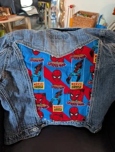 Vintage Med. Handmade "The Amazing Spiderman" Jean Jacket Unisex - Picture 1 of 16