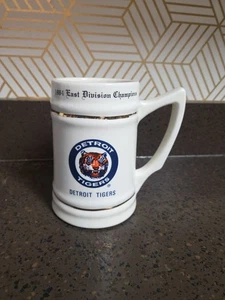 Vintage Detroit Tigers Ceramic Beer Stein Mug Baseball Gold MLB 1984 Champions - Picture 1 of 10
