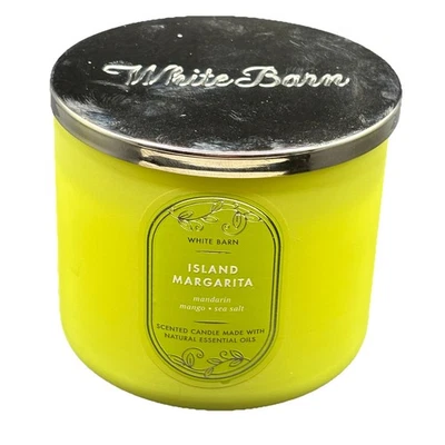 White Barn 3 Mechas Candle Island Margarita 14.5oz Cuerpo de Baño Funciona Verde Lima Sal Foto 1 de 4