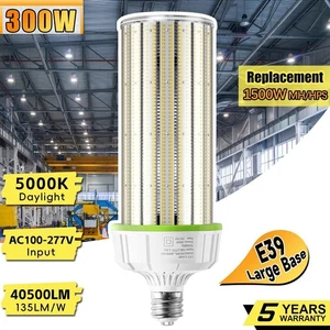 300 Watt LED Corn Light Commercial Cob Bulb Lamp Industrial High Bay 5000K Clear - Picture 1 of 11