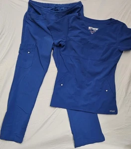Grey's Anatomy Navy Blue Indigo Scrub Set Gr. S Kurzarm Oberteil und lange Hose - Bild 1 von 10