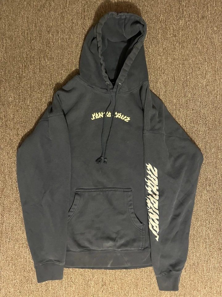 Blue Large Santa Cruz flame logo hoodie with yellow graphics  - Image 1 of 4