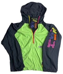 Kway Jacket Men Sz M Green Rain Coat Raincoat Hood Zip Packable - Picture 1 of 13