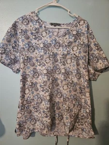 We For Care Brand Butterflies And Flowers Print Scrub Top - sz Xl - Picture 1 of 4