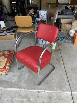 Royal Chrome  Red Chair. Royal Metal Manufacturing Company, - Image 1 of 4