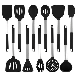 Large Silicone Kitchen Cooking Utensils Set, 11 pcs Cooking Utensils, Kitchen... - Picture 1 of 9