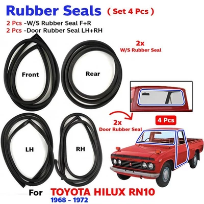 Windshield Door Rubber Weatherstrip Set For Toyota Hilux RN10 Pickup 1968-1972 - Image 1 of 4