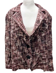 Emma James Boucle Tweed Blazer Womens Plus 20W Red Jacket Academia Career Fall - Picture 1 of 14