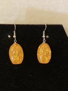 Yellow Amber Dangle Earrings - Picture 1 of 7