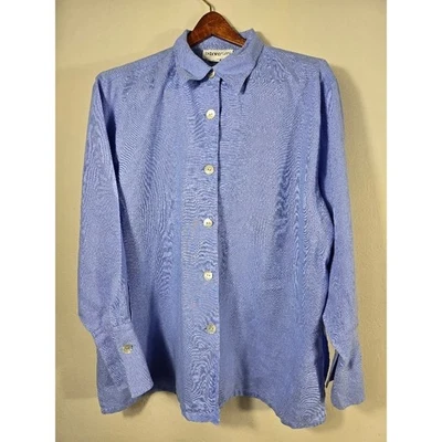 Bloomingdales 100% Linen Button Down Shirt Mens 1X Blue Long Sleeve - Image 1 of 4
