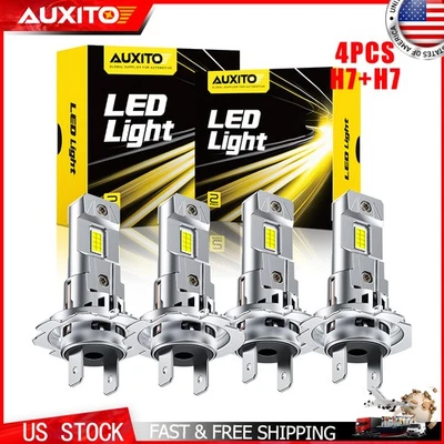 AUXITO H7 High Low Beam CANBUS Kit LED Headlight Bulbs Super Bright M6 4-40X - Image 1 of 4