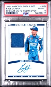 2024 National Treasures Kyle Larson Firesuit Signatures /25, Patch Auto PSA 8 - Picture 1 of 3