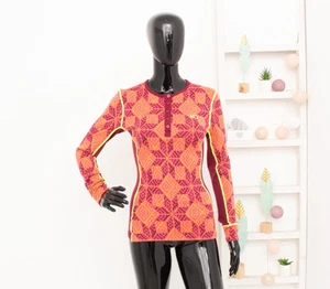 KARI TRAA Merino Wool Top Base Layer Fair Isle Thermal Multicolour Long Sleeve S - Picture 1 of 10