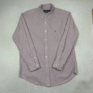 Ralph Lauren Shirt Oxford Mens Large Red Blue Check Classic Fit Long Sleeve Pony - Picture 1 of 12