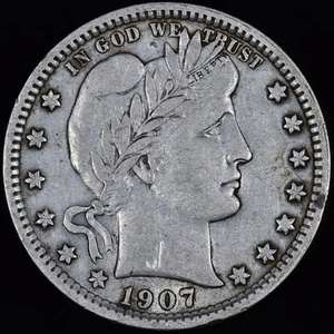 1907-P BARBER QUARTER ✪ VF VERY FINE DETAILS ✪ 25C SILVER COIN AA ◢TRUSTED◣ - Picture 1 of 2