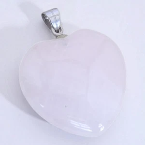  Rosa Quarz Herz Anhänger poliert glatt hellrosa Rosenquarz Edelstein Charm - Bild 1 von 5