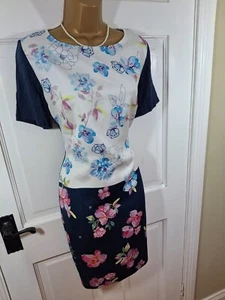 Fenn Wright Manson Navy Blue Floral Tunic Dress, UK 14 Petite, New With Tag £129 - Picture 1 of 11