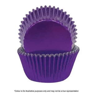 72x Cupcake Cases Foil Purple Cake Craft Baking Cups Patty Pans Wrapper Cup Cake - Picture 1 of 1