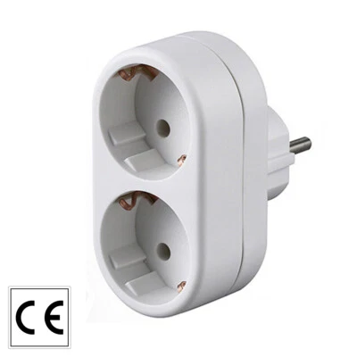 Doppelstecker Mehrfachstecker Vertikal Duo Stecker 2-fach Multistecker Weiß NEU - Bild 1 von 4