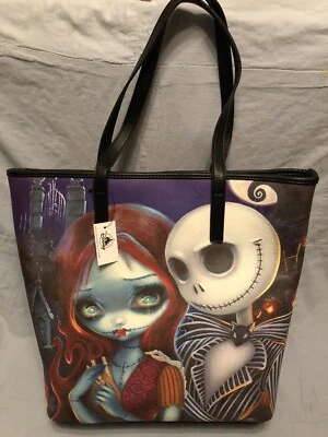 NEW Disney Nightmare Before Christmas Jack & Sally Leather Tote Purse Bag - Image 1 of 4