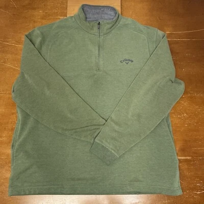 Callaway 毛衣男式大号绿色套衫 1/4 拉链长袖高尔夫 — 第 1/4 张图片