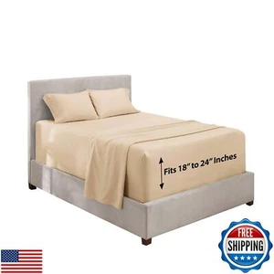 Hearth and Harbor Extra Deep Pocket Full Sheets - 4 Piece Hotel Luxury Full S - Imagen 1 de 5