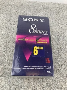 6-Pack Factory Sealed Sony T-160VE Premium Grade 8 HR VHS Blank Tapes EP Mode - Picture 1 of 7