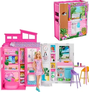 Barbie Getaway Puppenhaus mit Barbie Puppe, 4 Spielbereichen und 11 Deko Zubehör - Bild 1 von 7
