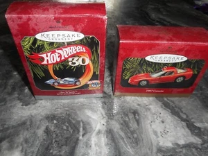 Two Vintage Hallmark Ornaments 1997 Corvette & Hot Wheels 30th Ann. 1998 In Box - Picture 1 of 2