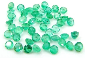 5.25 Ct Natural Green Emerald Gemstone Stone Round Cut 47 Pcs Stone Lot - 22811 - Picture 1 of 3