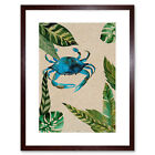 Crab With Leaves Framed Wall Art Print 12X16 Inch