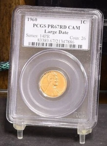 1960 Lincoln Wheat Cent - Large Date - PCGS PR67RD CAM (#55645-L) - Picture 1 of 11