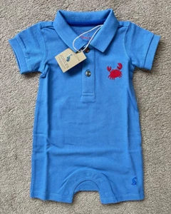 Joules Baby Boy Blue Romper/ all in one outfit. Age up to 3 mths BNWT RRP £19.95 - Picture 1 of 6