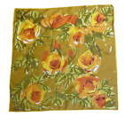 Vintage Vera Neumann  Satin Floral Scarf 22" Square Orange Yellow Mod  Japan 70S
