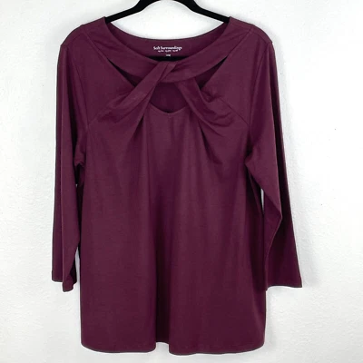Top cerúleo Soft Surroundings talla L borgoña púrpura manga 3/4 algodón modal Foto 1 de 4