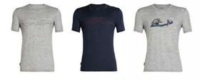 ICEBREAKER Herren Tech Lite S/S Crewe print Funktionsshirt Merinowolle atmungsak - Picture 1 of 4
