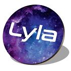 1 x Round Coaster - Name Lyla Space Universe Galaxy Stars Lettering #263244